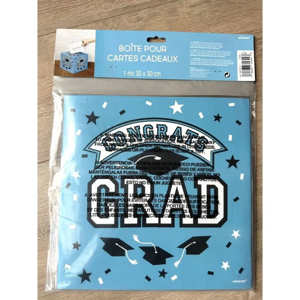 Blue Graduation Card Box Money Gift Holder Party Decor Graduation Celebration